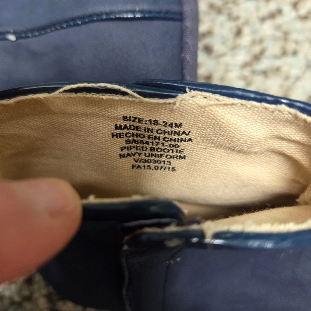 Baby‎ Gap Navy Booties Piped Ankle Boots Infant Shoes 18-24M